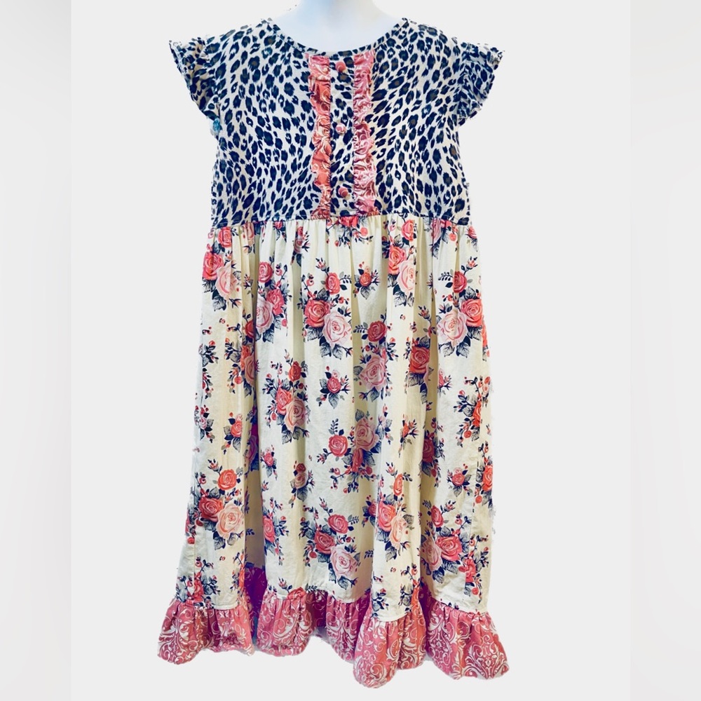 Castles and Crowns Girls size 12 sleeveless dress floral and animal print